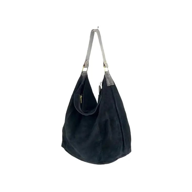 Large suede shop hobo bag