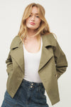 Olive Cropped Trench Jacket