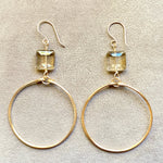 Gold Champagne Crystal Hoop Earrings