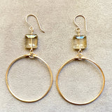 Gold Champagne Crystal Hoop Earrings