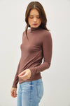 Turtleneck Knit Top in Choco