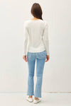 Soft Basic Split Neck Long Sleeve Knit Tee in Ivory