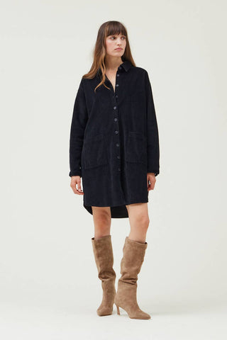 Black Corduroy Shirt Dress