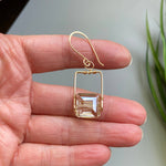 Gold Frame Smokey Crystal Earrings