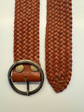 Cognac Leather Braided Belt