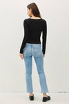 Basic Square Neck Long Sleeve Top in Black