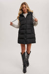 Longline Hooded Puffer Vest in Beige