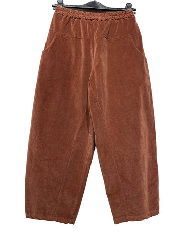 Wide Leg Velvet Pant in Rust