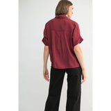 Short Sleeve Collar Shirt in Maroon