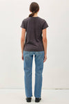 Classic Cut Acid Wash Cotton T-shirt in Charcoal