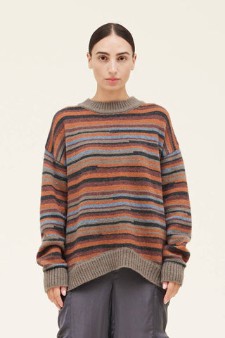 Stop Stripe Sweater in Maple