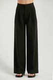 Shiloh Straight Leg Pleated Trousers in Black