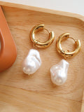 Oceana Gold Statement Large Pearl Earring in Yellow Gold