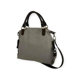 Women's Canvas Bag with Short Leather Handles and Shoulder Strap in Tauppe