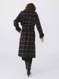 Contrast Plaid Trench Style Coat