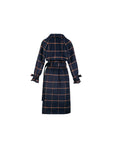 Contrast Plaid Trench Style Coat