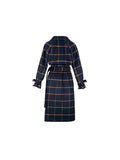 Contrast Plaid Trench Style Coat