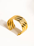 Manon 18K Gold Non-Tarnish Wavy Bold Bangle in Yellow Gold