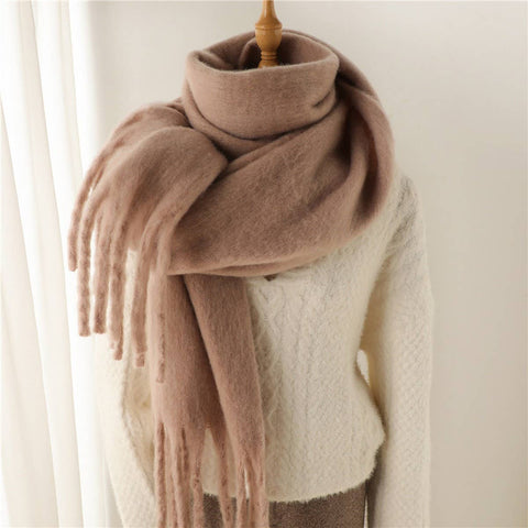 Tassel Scarf in Light Coffee