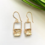 Gold Frame Smokey Crystal Earrings