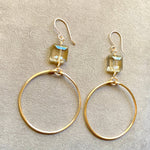 Gold Champagne Crystal Hoop Earrings