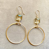 Gold Champagne Crystal Hoop Earrings