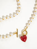 18K Gold Plated Vintage Natural Baroque Pearl Heart Necklace