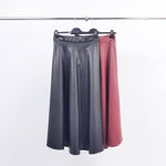 Flared Faux Leather Skirt in Bordeaux