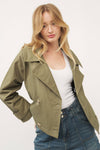 Olive Cropped Trench Jacket