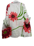 Linen Shirt with Flowers in White