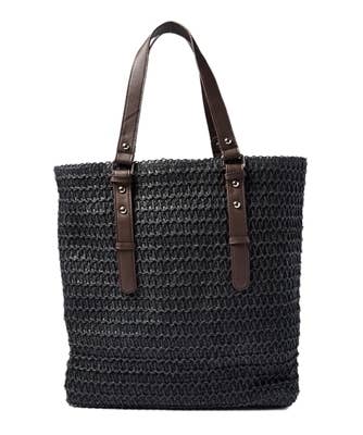 Black Woven Straw Handbag