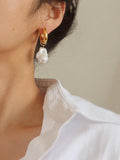 Oceana Gold Statement Large Pearl Earring in Yellow Gold