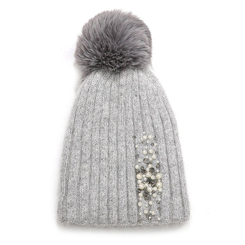 Angora Wool Pom Pom Hat