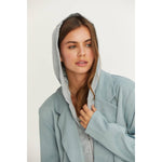 Relaxed Twofer Blazer with Hoodie Insert in Blue