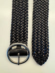 Black Leather Braided Belt