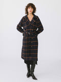 Contrast Plaid Trench Style Coat