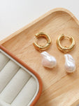 Oceana Gold Statement Large Pearl Earring in Yellow Gold