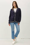 Varsity Style Cardigan in Navy