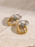 Caster 18K Gold Non-Tarnish Multi-Colored Triple Hoop Earring