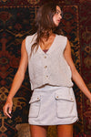 V-Neck Sweater Vest with Airy Relaxed Fit