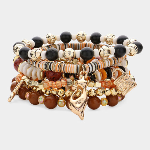 Beaded Stretch Multi Layered Charm Bracelets