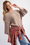 Chunky Oversized Knit Sweater in Mushroom