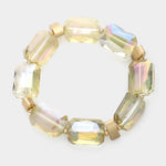 Rectangle Pebble Beaded Stretchable Bracelet