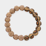 Leopard and Tan Beaded Stretch Bracelet