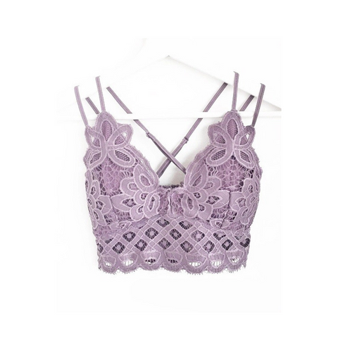 Scalloped Lace Cami Bralette in Purple Sky