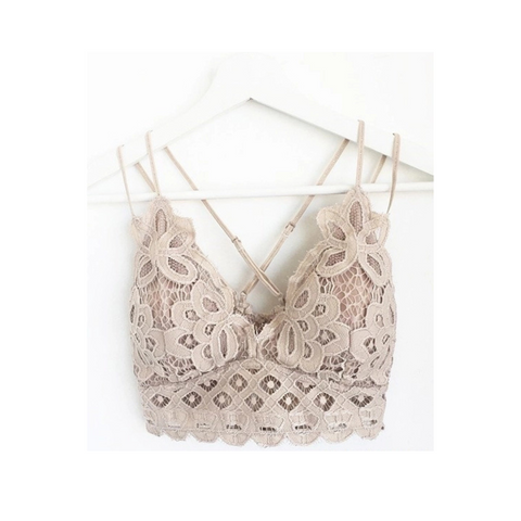 Scalloped Lace Cami Bralette in Light Taupe