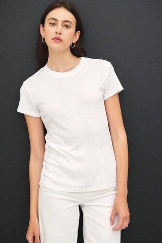 Classic Cotton Blend Crewneck T-Shirt in White