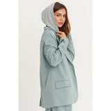 Relaxed Twofer Blazer with Hoodie Insert in Blue