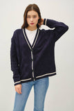 Varsity Style Cardigan in Navy