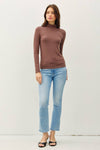 Turtleneck Knit Top in Choco